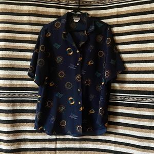 BonWorth Men’s Nautical Short-Sleeve Button-Down, M